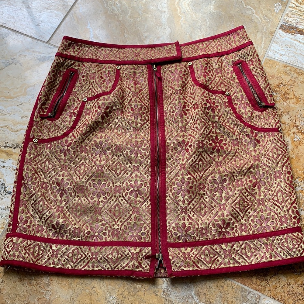 Etcetera Fully Lined Boho Red/Gold Embroidered/Zip - image 1